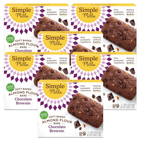 Simple Mills Almond Flour Granola Bars, Chocolate Brownie- Gluten Free, Made with Organic Coconut Oil, Granola Bar Alternative, Healthy Snacks, Paleo Friendly, 6 Ounce (Pack of 1)
