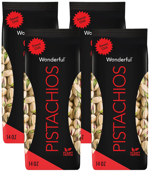 Wonderful Pistachios In Shell, Sweet Chili Flavored Nuts, 14 Ounce Bag, Protein Snacks, Gluten Free, Healthy Snack