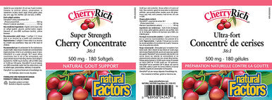 CherryRich by Natural Factors Super Strength Cherry Concentrate Antioxidant Support for Healthy Joints and Uric Acid Metabolism 180 softgels 180 Servings