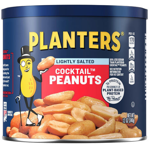 PLANTERS Honey Roasted Peanuts, Plant Based Protein Snacks, 12 Oz (1 Ct) | Roasted Sweet & Salty Nuts. 0g Trans Fat. Resealable Jar. Snacks for Adults. Party Mix, Party Snacks