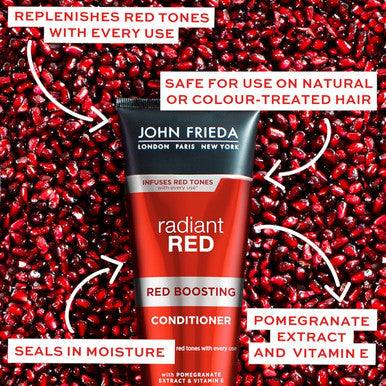 John Frieda Radiant Red Red Boosting Shampoo Daily Shampoo Helps Enhance Red Hair Shades 8.3 Ounce With Pomegranate And Vitamin E