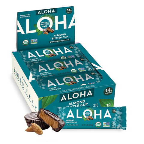 Aloha Organic Plant Based Protein Bars Chocolate Chip Cookie Dough, 1.98 Oz,(Pack of 12)