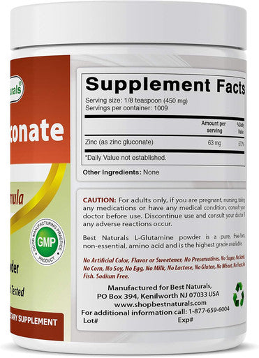 Best Naturals Zinc Gluconate Pure Powder 1 Pound