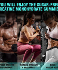 Creatine Monohydrate Gummies 5G For Men & Women - 120 Sugar Gummies With Magnesium Glycinate, L-Threonate, L-Taurine + Vitamin B12 For Muscle Support, Energy Boost, (Blueberry Flavor)