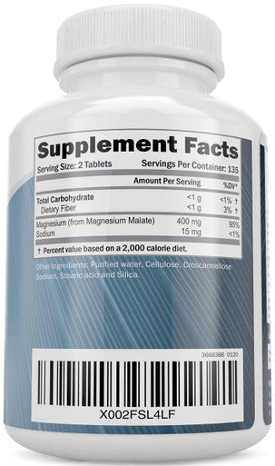 Purely Holistic Magnesium Taurate 400Mg + Magnesium Malate 400Mg - Highly Bioavailable - High Absorption Bundle - 270 + 270 Vegetarian Tablets