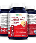 NusaPure Super Calcium 1300mg with Vitamin D3 and Bioperine 240 Veggie Caps (Non-GMO & Gluten-Free)
