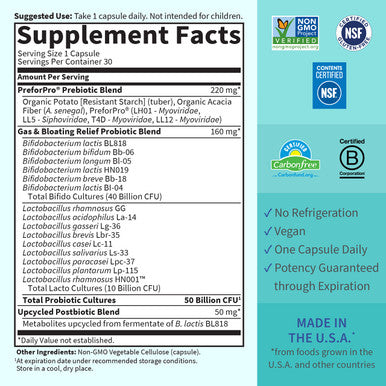 Garden of Life Dr Formulated Once Daily 3-In-1 Complete Prebiotics Postbiotics & Probiotics For Women And Men - Pre + Pro + Postbiotic Supplement For Gas & Bloating - 50 Billion Cfu 30 Day Supply