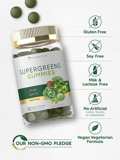 Carlyle Supergreens Gummies | Vegan Non-GMO and Gluten Supplement