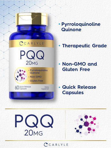 Carlyle PQQ Supplement 20 mg | 60 Capsules | Non-GMO and Gluten
