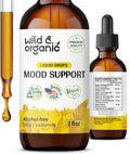 Wild & Organic Mood Support Drops - Good Mood Supplements W/Ashwagandha Root & Rhodiola Rosea - Natural Liquid Drops For Positive Energy - Calm And Relax Supplements For Women And Men - 2 Oz