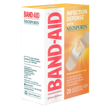Band-Aid - 5570 Brand Bandages With Neosporin Antibiotic Ointment, Assorted Sizes, 20 Ct