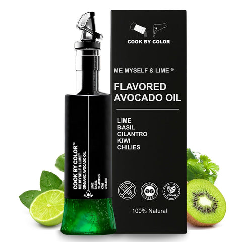 Flavored Cold Pressed Avocado Oil for Cooking, Organic Avocado Oil, Cooking Oil for Keto, Vegan, Kosher, No Sodium, GMO, MSG or Additives, Frying Oil, 350 mL, 11.8 Fl Oz, Me, Myself & Lime Flavor