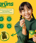 Gruns Kids Super Greens Gummies, Low Sugar - Superfood Gummy Bears With Spirulina, Chlorella & Prebiotics For Digestive Health - Adaptogens Supplement With 20 Vitamins & Minerals -1 Month Supply
