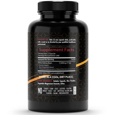 Healthfare White Kidney Bean Extract | 7,500 Mg | 240 Capsules | Potent Formula | Non-Gmo & Gluten Free | Organic | Made In The Usa