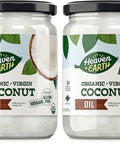 Heaven & Earth Organic Unrefined Virgin Coconut Oil, (2 Pack) 16oz | Glass Jar | Cold Pressed | Coconut Oil for Cooking, Hair & Skin | Kosher