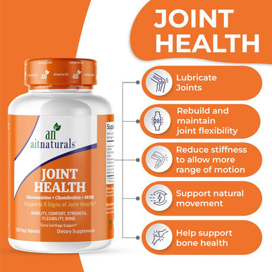 Aitnaturals Joint Health - 120 Tablets| Advanced Formula with Glucosamine Chondroitin & MSM | Enhances Bone Health Mobility Maintain Joint Flexibility| Relief for Joint Discomfort Repair Cartilage