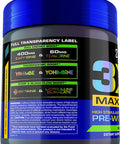 USN 3XT Max Energy Pre-Workout Supplement Powder for Energy, Endurance, and Pump, Preworkout Drink Mix, Nitric Oxide, Citrulline, Caffeine, Zero Creatine, Green Apple (30 Servings)