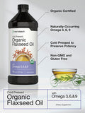 Organic Flaxseed Oil | 3 Pack | 16 fl oz Each | Cold Pressed | with Omega 3, 6, 9 | Vegetarian, Non-GMO, Gluten Free Liquid | by Horbaach