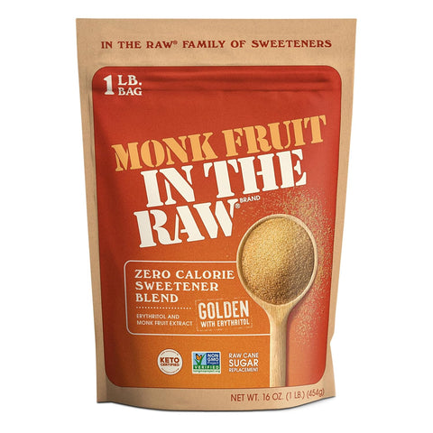 Monk Fruit In The Raw, Golden Monk Fruit Sweetener Bag, 1 LB | Keto Certified Monk Fruit Sweetener, Perfect Substitute for Raw Cane Sugar, Good for Baking, Zero Net Carbs, Zero Calories