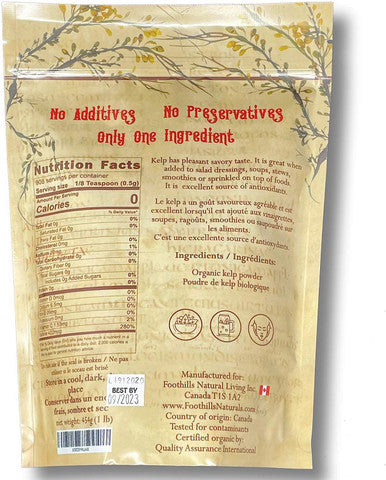 Foothills Naturals Kelp Powder Organic - 1 Pound / 454g Canadian 900+ Doses
