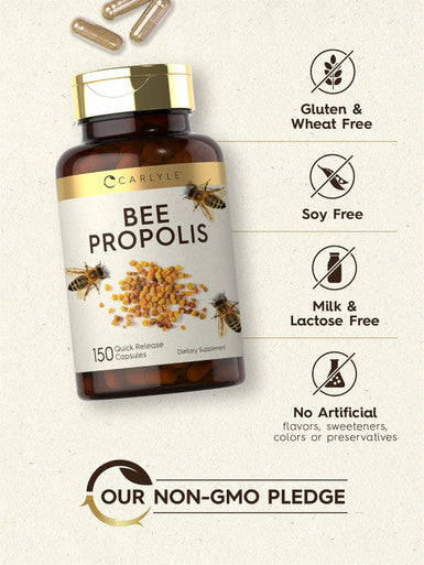 Carlyle Bee Propolis Capsules 600mg | 150 Count | Extract Supplement | Non-GMO Gluten