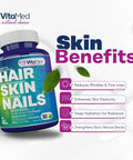 Hair Skin And Nails Vitamins - Collagen Pills For Hair Growth, Biotin 5000Mcg To Strengthen Nails And Glowing Skin, Hyaluronic Acid, Vitamin C, E, B6, Keratin Hair Treatment (60 Tablets)