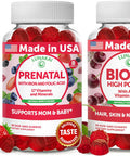 Lunakai Prenatal And Biotin Gummies Bundle - Pregnancy Multivitamin Gummy With Iron & Folic Acid - Hair Skin And Nails Growth Supplement With Vitamin C And E - 30 Days Supply