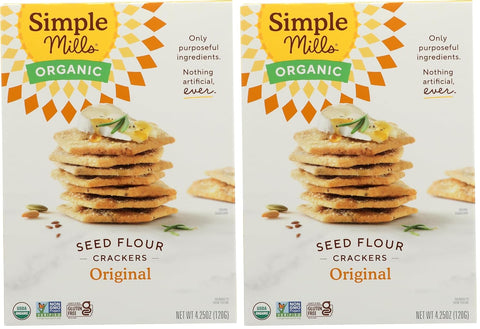 Simple Mills Organic Seed Crackers, Original, Gluten Free, Flax Seed, Sunflower Seeds, Corn Free, Low-Calorie Snacks, Plant Based, Nutrient Dense, 4.25oz, Pack of 1