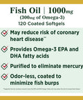 Nature's Bounty Fish Oil, 1000mg, 300mg of Omega-3, 120 Odorless Softgels (Packaging May Vary)