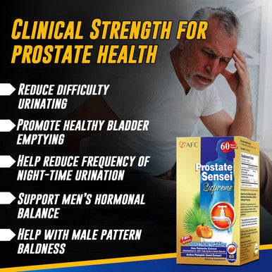 AFC Japan Prostate Sensei Supreme Clinical Strength Saw Palmetto with >85% Fatty s & Active Sterols for Prostate Health, Reduce Frequent Urination, Better Bladder Emptying, 60-Day Supply