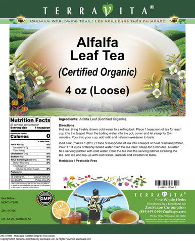 Terravita Alfalfa Leaf (Certified Organic) Tea (Loose) (4 Oz, Zin: 517566)