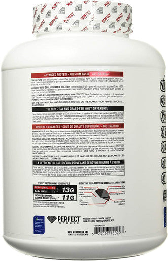 PERFECT New Zealand Grass- Fed, Undenatured Whey Protein, Sweetened With Pure And Natural Stevia Extract, French Vanilla, 4.4lb/57 Servings