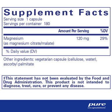 Pure Encapsulations Cal/Mag Citrate Malate 180 vcaps