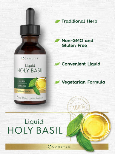 Carlyle Holy Basil Extract Liquid | 2 Fl Oz | Tulsi Herb Tincture | Vegetarian | Non-GMO Gluten Supplement