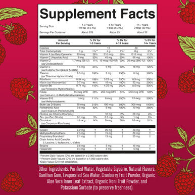 MaryRuth Organics Multivitamin Multimineral for Women Men & Kids Raspberry 32 Fl Oz