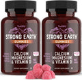 Strong Earth - Calcium, Magnesium, Vitamin D3 Gummies Vitamin Gummies For Women, Men & Kids - Calcium Supplement For Strong Bone Health - Gummy Vitamin D Calcium Chews - Kosher 90 Count (2 Pack)