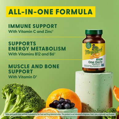 MegaFood Men's 40+ One Daily Multivitamin for Men with Vitamin B Vitamin D3 Selenium Zinc and Real Food Immune Support Energy Metabolism and Muscle and Bone Health Non GMO Vegetarian 30 Tabs