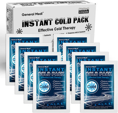 General Medi Instant Ice Cold Pack 4 x 5.5 Disposable Cold Therapy Ice Packs for Pain Relief Swelling Inflammation Sprains Toothache for Athletes and Outdoor Activities