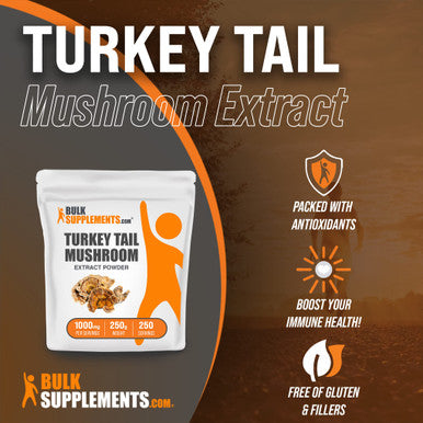 Bulksupplements.Com Turkey Tail Mushroom Extract Powder - Coriolus Versicolor Extract, Turkey Tail Mushroom Powder - Vegan & Gluten Free, 1000Mg Per Serving. 250G (8.8 Oz) (Pack Of 1)