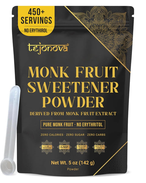 tejonova Monk Fruit Sweetener, 1 oz, Monk Fruit Extract Powder, Monkfruit Sweetener Pure Flavor, Monk Fruit Sweetener No Erythritol, Ideal Monkfruit Sweetner and Keto Sugar Substitute, 90 Servings