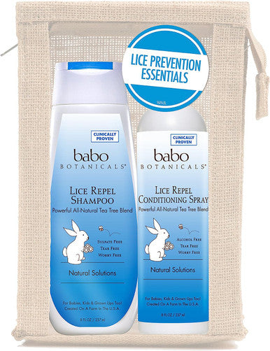 Babo Botanicals Essential Lice Prevention Set with Lice Comb, 16 Oz