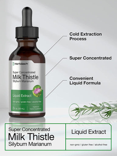 Milk Thistle Extract | 2 fl oz | Alcohol Free | Vegetarian, Non-GMO & Gluten Free Liquid | by Horbaach