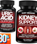 Saint Mingiano Kidney Support Cleanse Detox & Repair - Together With - Uric Acid Support Gallbladder, Urinary Tract & Kidney Support For Men And Women