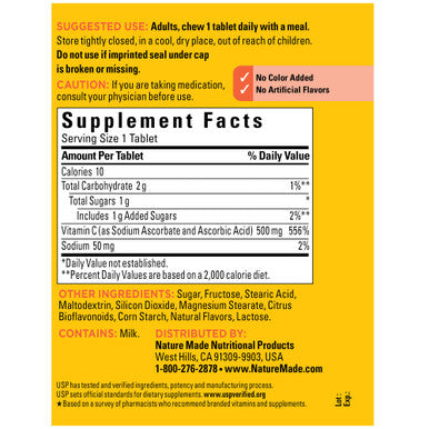 Nature Made Chewable Vitamin C 500 Mg Dietary Supplement For Immune Support 150 Tablets 150 Day Supply