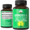 Peak Performance Advanced Vitamin D 2000 Iu With All 3 Types Of Vitamin K Vitamin D3 And Vitamin K2, K1, Mk-7 (Mk7), Mk4 Suppleme