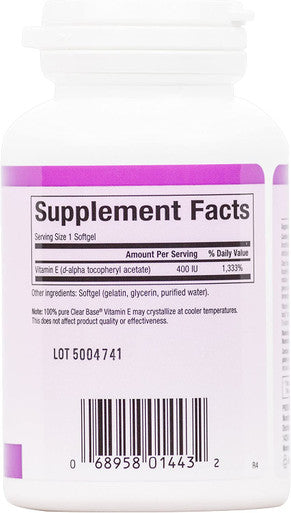 Natural Factors Clear Base Vitamin E 400 IU Antioxidant Support for Cardiovascular and General Health 60 softgels 60 servings