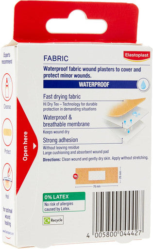 Elastoplast Waterproof Fabric Plaster Strips, 18 Strips