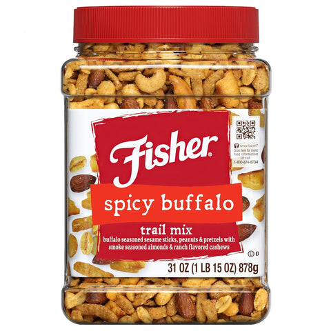 Fisher Snack Hunger Fighter Bulk Trail Mix, 38 oz (Pack of 1), Peanuts, Almonds, Dried Sweetened Cranberries and Soy Nuts, Snacks for Adults and Kids, Dried Fruit, Healthy Snacks for Adults