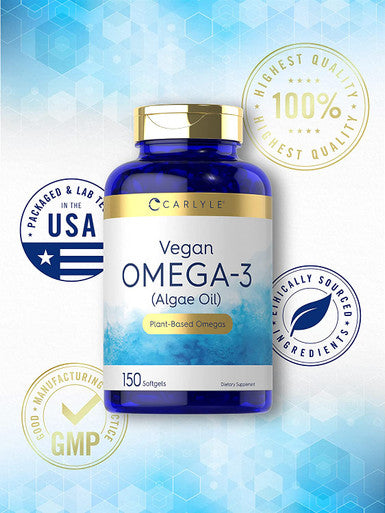 Carlyle Vegan Omega 3 Supplement | 150 Softgels | Non-GMO & Gluten Free | from Algae Oil