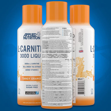 Applied Nutrition L Carnitine Liquid 3000 with Green Tea and Vitamin C 3000mg L-Carnitine Per Serving Natural Flavouring Boosts Energy and Weight Management Vegan Friendly 480ml (Tangy Orange)